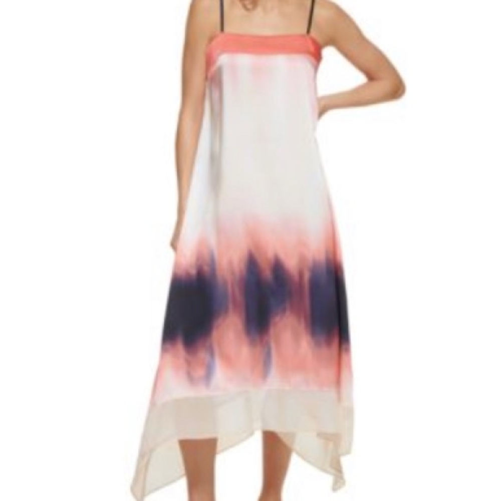 DKNY Printed asymmetrical maxi dress